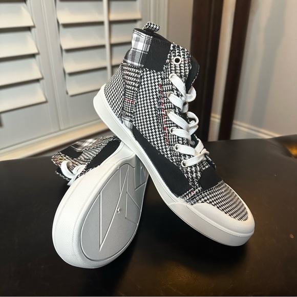 👟True Craft Fly High Sneakers Sz 8.5M Black/White Multi Plaid - Picture 6 of 9